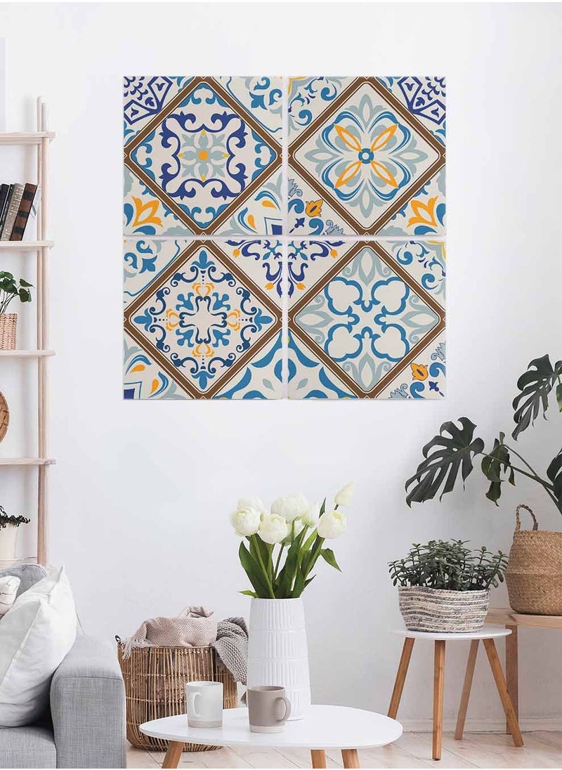 LOWHA Set Of 4 Framed Square Canvas Wall Arts Stretched Over Wooden Frame, Seamless Colorful Painting, For Home, Living Room, Office Decor  - Image 2