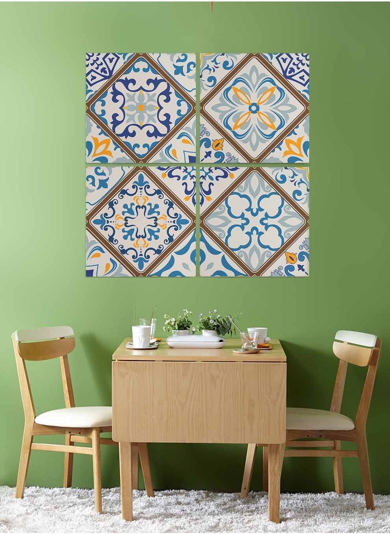 LOWHA Set Of 4 Framed Square Canvas Wall Arts Stretched Over Wooden Frame, Seamless Colorful Painting, For Home, Living Room, Office Decor  - Image 3