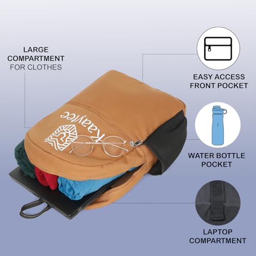 Kaaytee Sparta Canvas Backpack 15.6" Unisex Multipurpose Backpack | Canvas Material | Zippered Compartments with Pocket (Camel) - Image 3