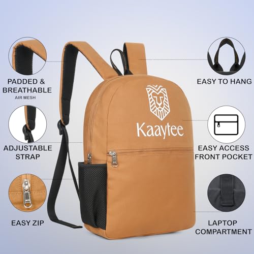 Kaaytee Sparta Canvas Backpack 15.6" Unisex Multipurpose Backpack | Canvas Material | Zippered Compartments with Pocket (Camel) - Image 2