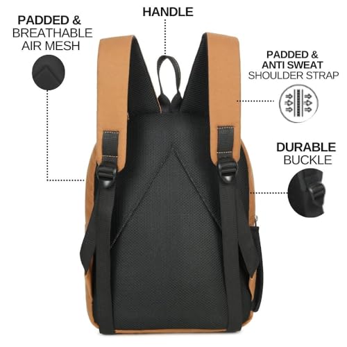 Kaaytee Sparta Canvas Backpack 15.6" Unisex Multipurpose Backpack | Canvas Material | Zippered Compartments with Pocket (Camel) - Image 5