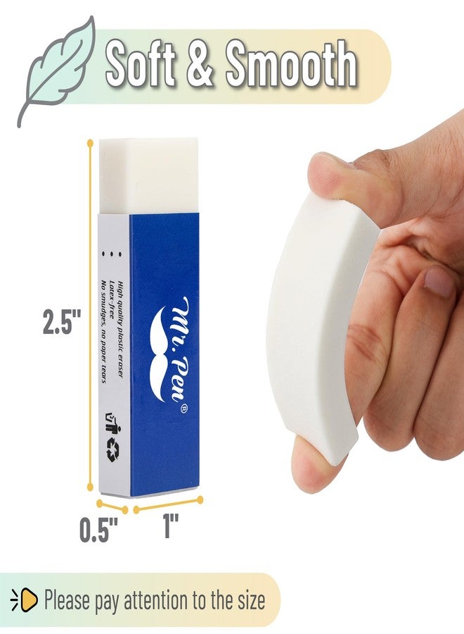 Mr. Pen- Pencil Erasers, Latex-Free Vinyl Erasers, White, Large, Pack of 10 - Image 3