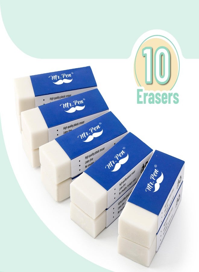 Mr. Pen- Pencil Erasers, Latex-Free Vinyl Erasers, White, Large, Pack of 10 - Image 2