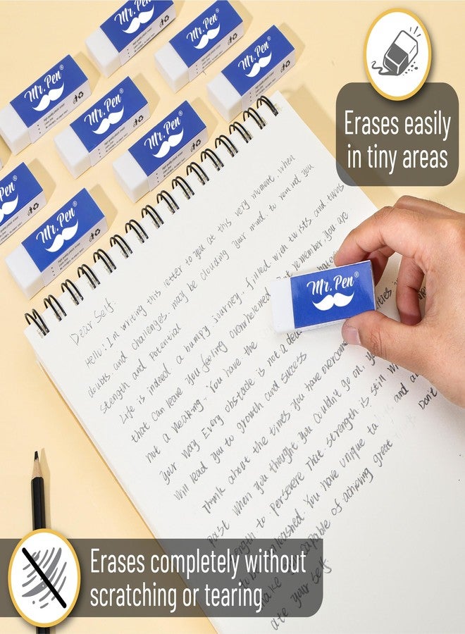 Mr. Pen- Pencil Erasers, Latex-Free Vinyl Erasers, White, Large, Pack of 10 - Image 4