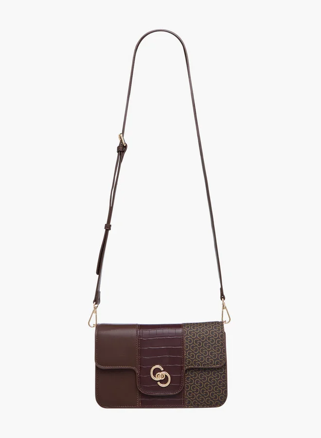 سيليست Monogram Print Crossbody Bag with Twist Lock Closure