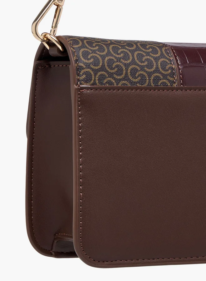 سيليست Monogram Print Crossbody Bag with Twist Lock Closure