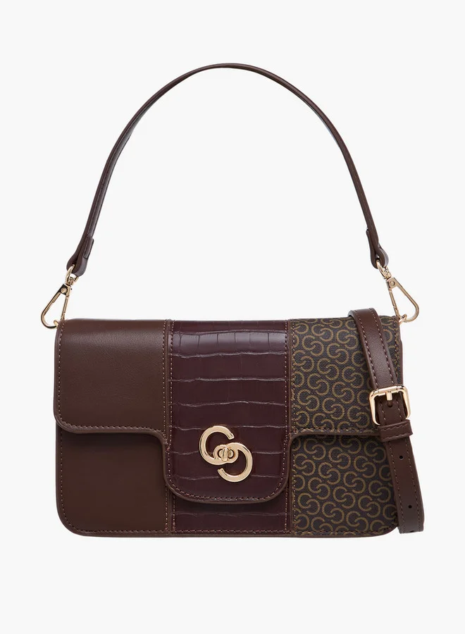 Celeste Monogram Print Crossbody Bag with Twist Lock Closure