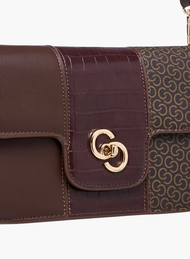 سيليست Monogram Print Crossbody Bag with Twist Lock Closure