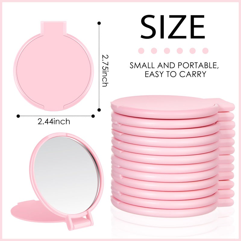 Jetec Compact Mirrors Bulk Gifts Mini Vintage Pocket Mirrors for Purse Small Portable Folding Round Makeup Stuffs for Travel Daily Use Party Favors Women (Pink,12 Pieces) - Image 2
