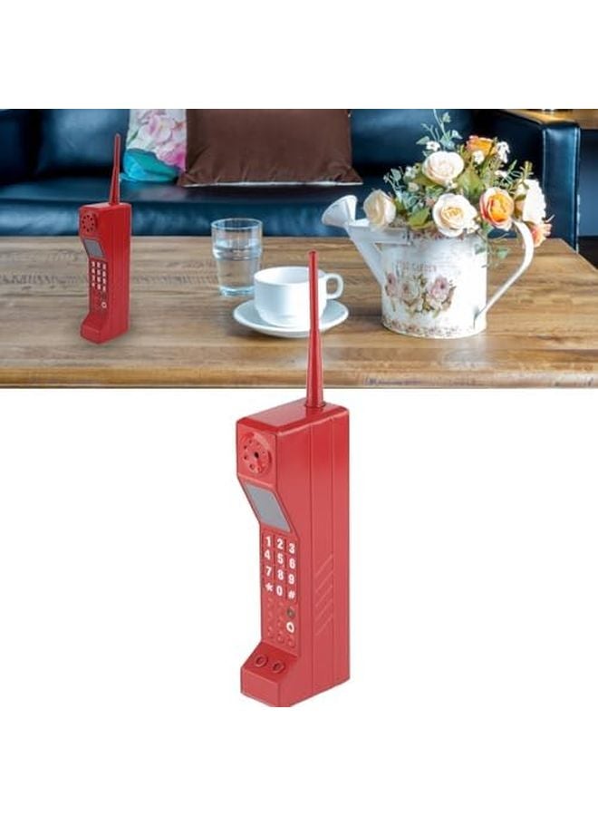 هاتف خلوي نموذجي من الطراز القديم بأسلوب العتيق المعدني الأحمر لتزيين المكتب، تحفة جمع من الثمانينيات، هاتف طوبي، دعامة للصور - Image 5
