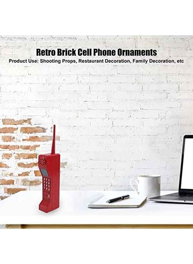 هاتف خلوي نموذجي من الطراز القديم بأسلوب العتيق المعدني الأحمر لتزيين المكتب، تحفة جمع من الثمانينيات، هاتف طوبي، دعامة للصور - Image 4