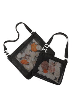 SYOSI Beach Mesh Bag, Beach Toys Shell Bags, Sand Toys for Picking Shells, Swimming Pool Bag with Zipper Beach Vacation Essentials Including 2PCS of Different Size for Kids and Parents(Only Bags)  - Image 1