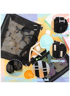 SYOSI Beach Mesh Bag, Beach Toys Shell Bags, Sand Toys for Picking Shells, Swimming Pool Bag with Zipper Beach Vacation Essentials Including 2PCS of Different Size for Kids and Parents(Only Bags)  - Image 3