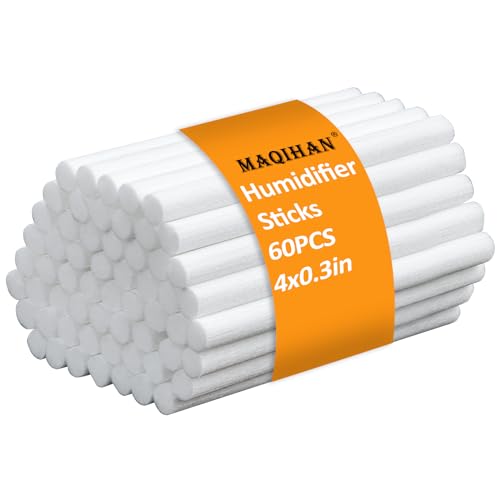 MAQIHAN 60PCS Humidifier Stick Filter Refill - Mini Air Diffuser Pure Wicks Refill Cotton Filter Sticks Replacement Wicks for Small Portable Humidifier Diffuser in Office Bedroom Home - Image 1