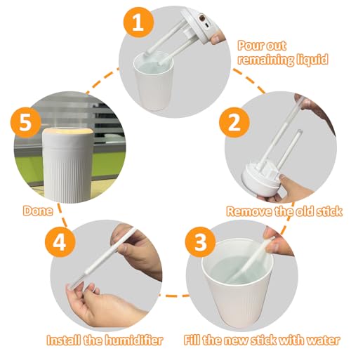 MAQIHAN 60PCS Humidifier Stick Filter Refill - Mini Air Diffuser Pure Wicks Refill Cotton Filter Sticks Replacement Wicks for Small Portable Humidifier Diffuser in Office Bedroom Home - Image 5