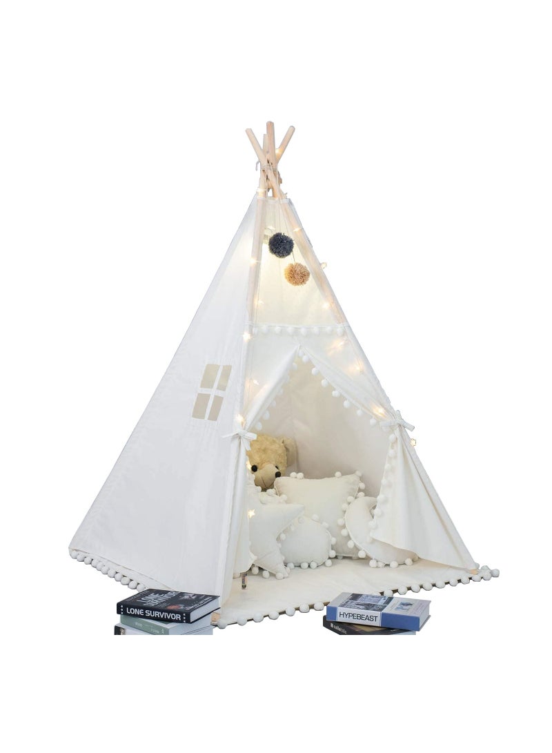 Cool Baby COOLBABY Foldable Teepee Tent with string light for Kids Play Tents Kids Teepee Tent for Girls Boys Washable Tent Fodable Kids Play Tent - Image 1