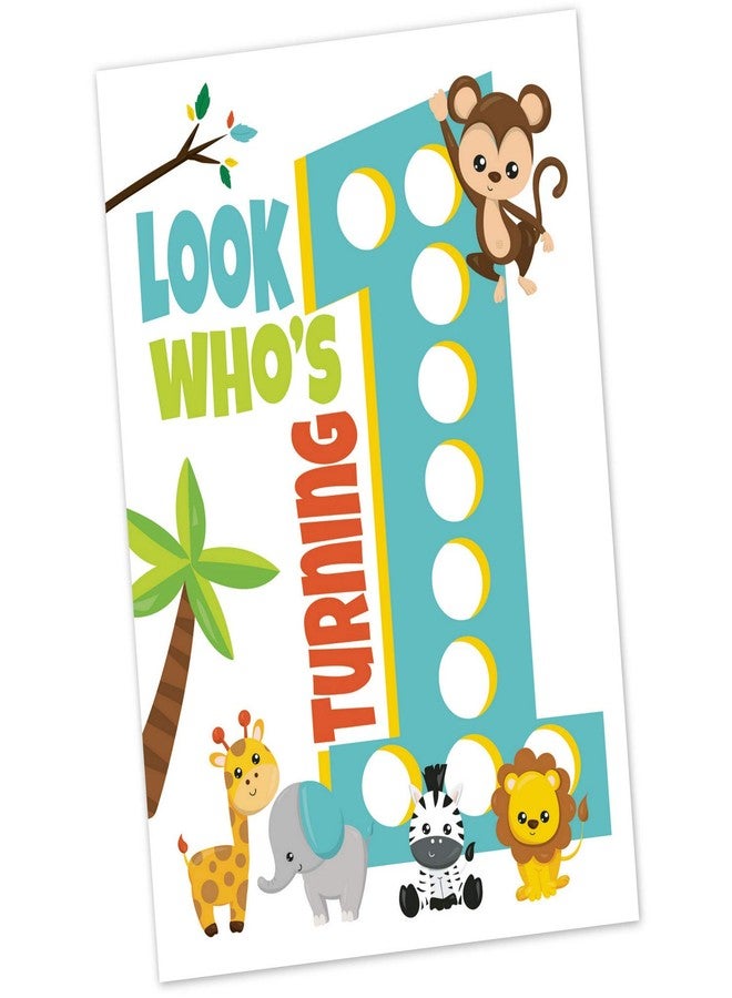 أولد بلو دور إنفايتس دعوات عيد الميلاد الأول للأولاد والبنات بطابع السفاري - دعوات عيد الميلاد الأول بطابع حيوانات حديقة الحيوان (20 دعوة مع أظرف) - Image 3