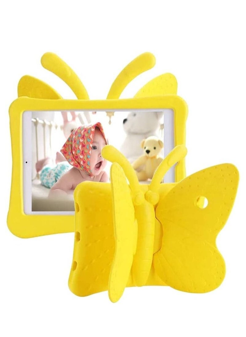 iPad 6th Generation Case for Kids, iPad 9.7 Case, Light Weight Shockproof EVA Foam Protective Tablet Stand Cover Holder for Apple iPad Air/ Air 2 iPad 9.7 2017/ 2018 - Cute Butterfly, Yellow - Image 1