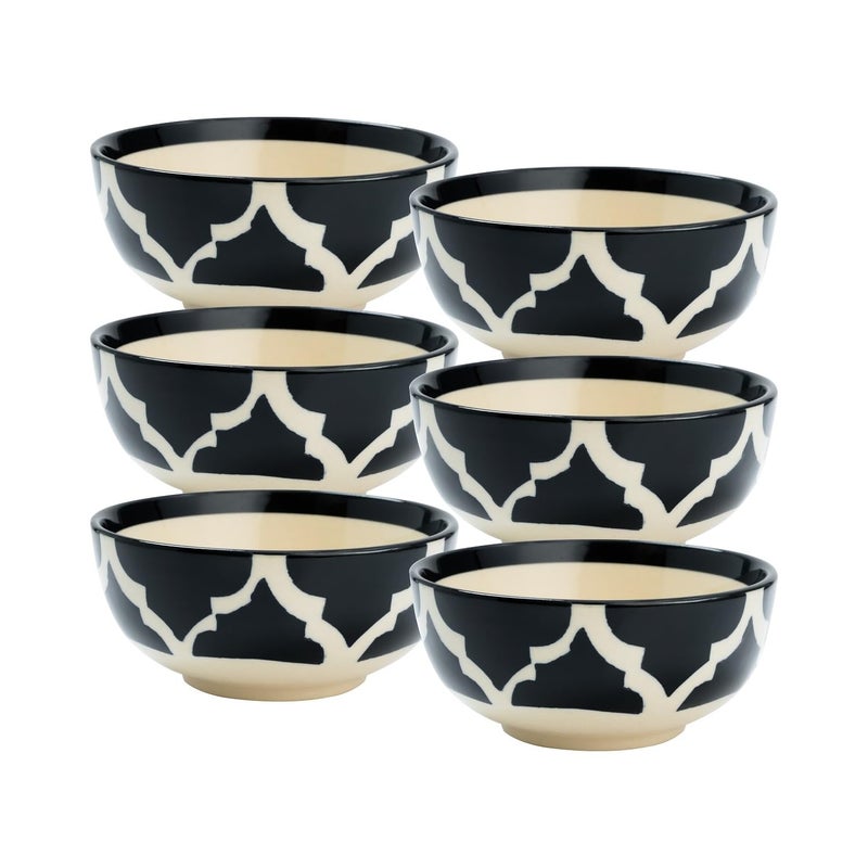 Sugalsu Cereal Bowls Set of 6 4 Inch Small Dessert Bowls for Fruit Snack Ice Cream Microwave Safe Bowls for Kitchen Decor and Housewarming Gift DishwasherBlack - Image 1