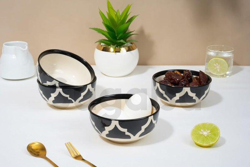 Sugalsu Cereal Bowls Set of 6 4 Inch Small Dessert Bowls for Fruit Snack Ice Cream Microwave Safe Bowls for Kitchen Decor and Housewarming Gift DishwasherBlack - Image 3