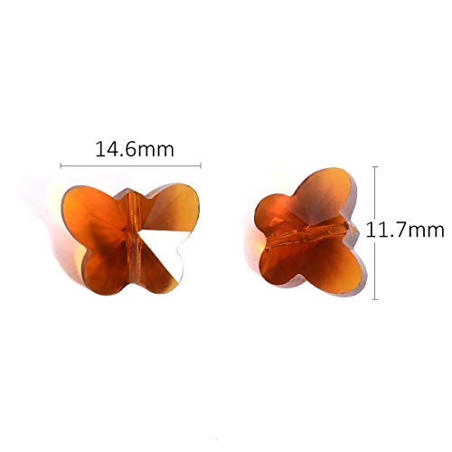 LONGWIN 100pcs Crystal Butterfly Beads - LONGWIN 14mm Multicolor Glass Beads for Jewelry Making Chandelier Parts - Image 2