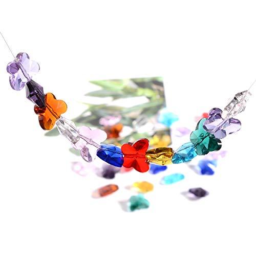 LONGWIN 100pcs Crystal Butterfly Beads - LONGWIN 14mm Multicolor Glass Beads for Jewelry Making Chandelier Parts - Image 4