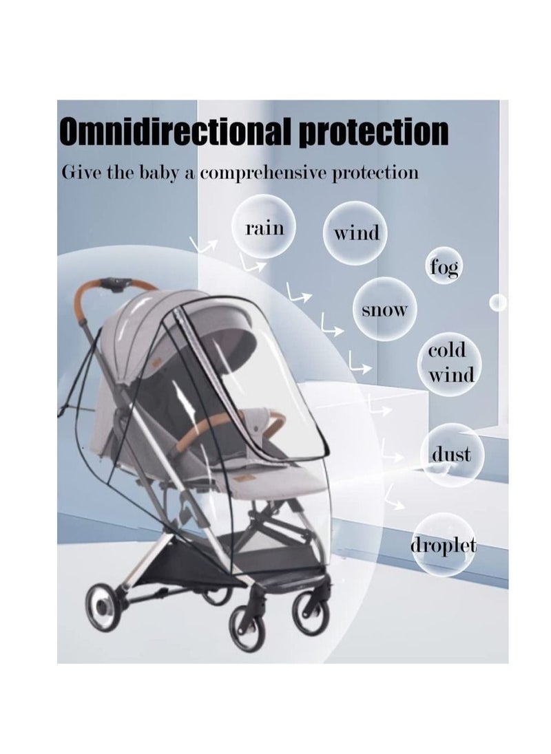 SYOSI Universal Baby Stroller Windproof Cover for Pram Pushchair Buggy Clear Rain Water Dust Snow Protection Jogging Travel Toddlers Canopy Weather Shield Strollers Easy to Install Remove  - Image 4