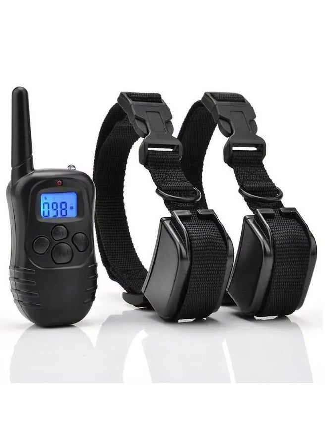 Electric Dog Training Collar with Remote 300M, Rechargeable Waterproof Shock Collar for Large Small Dogs, 100 Levels Vibration Static, LCD Display, Adjustable Anti Barking Trainer for Pet Stop Barking-998DR - Image 1