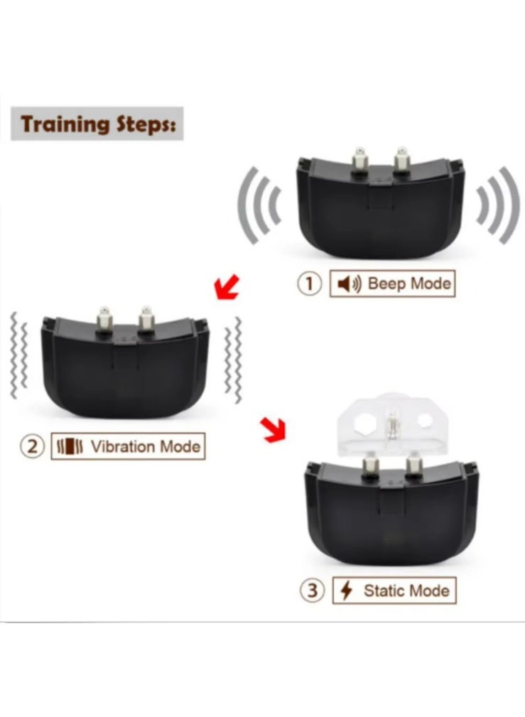 Electric Dog Training Collar with Remote 300M, Rechargeable Waterproof Shock Collar for Large Small Dogs, 100 Levels Vibration Static, LCD Display, Adjustable Anti Barking Trainer for Pet Stop Barking-998DR - Image 4