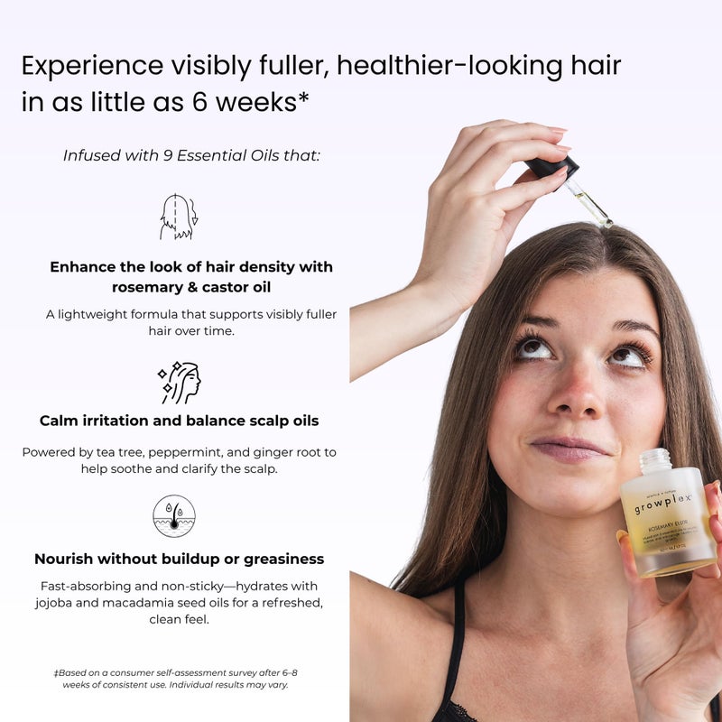 Growplex Rosemary Elixir â€“ Daily Scalp Oil with 9 Essential Oils â€“ Lightweight, Non-Greasy Formula for a Healthy-Looking Scalp â€“ For Men & Women â€“ 2oz - Image 3