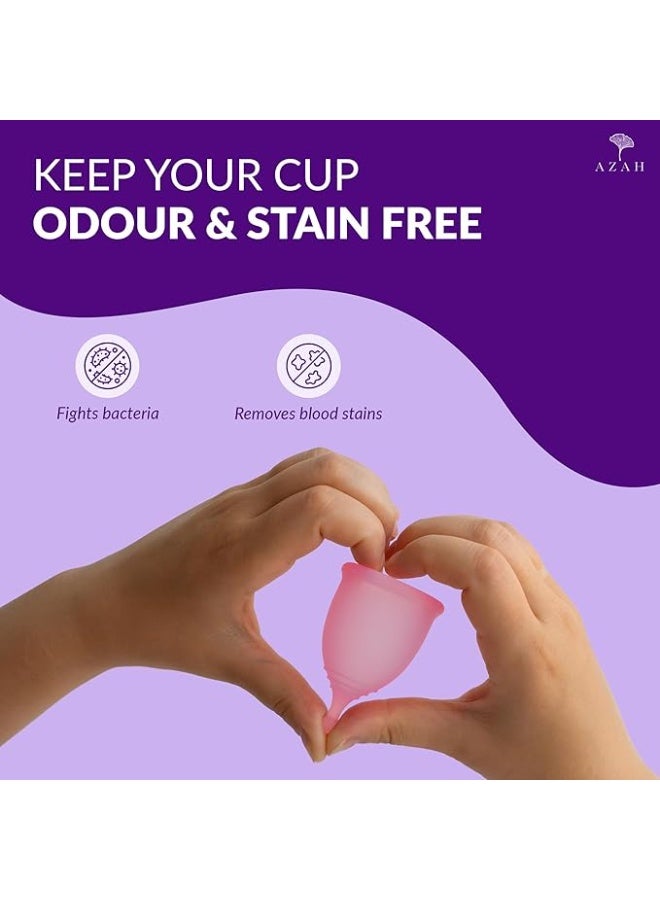 AZAH Menstrual Cup Wash 100 ml | Plant-Based Cleansing Agents | pH Balanced | Clinically Tested | Maintains Cup Hygiene | Anti-Microbial, Removes Blood Stains - Image 3