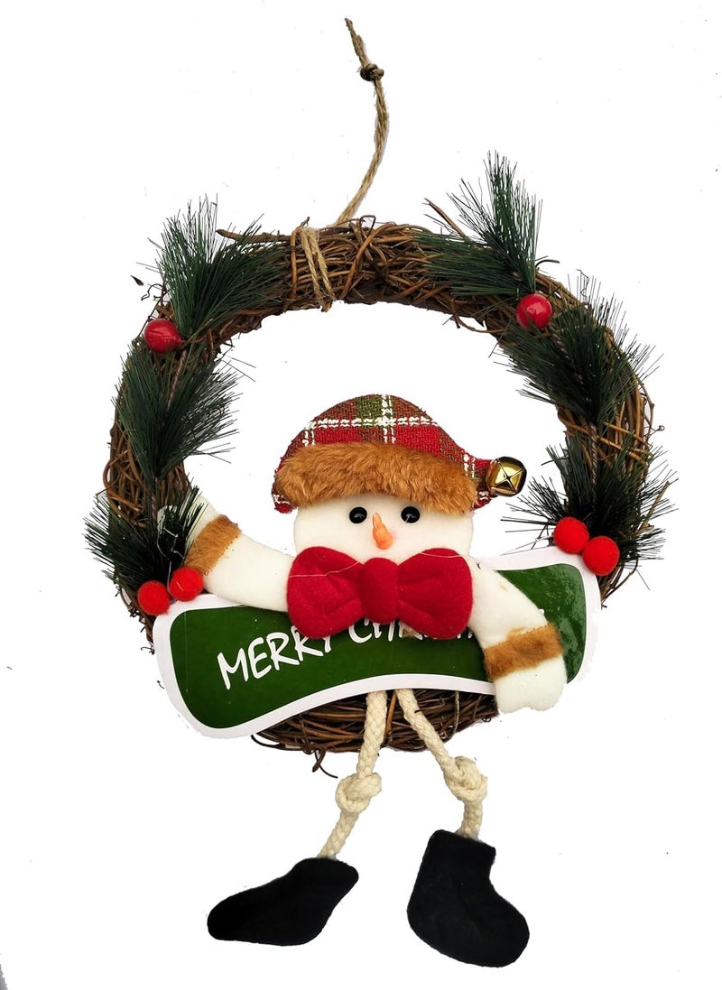Partunay1 Pcs Santa Claus Merry Christmas Wreath Xmas Christmas Front Door Wall Decoration Christmas Wreath Christmas Decoration Item