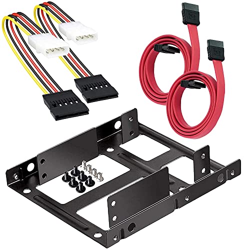 LipiWorld® Dual 2.5 inch to 3.5 inch Internal Hard Disk Drive SSD/HDD Adapter Mounting Kit Bracket with Sata 3 Cable and 4 Pin Molex to Single SATA Power Cable (HDD Mounting Kit Combo) - Image 1