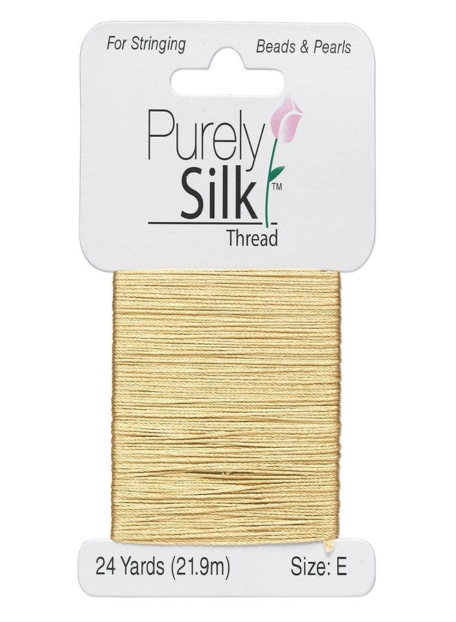 Purely Silk Simply Silk Beading Thread Cord Size E Gold 0.013 Inch 0.33mm 24 Yards Card for Stringing Weaving Knotting Kumihimo