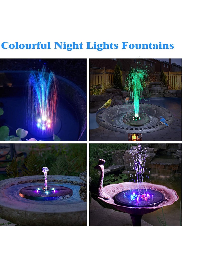 Solar Fountain Pump with 6 Color LED Lights, 3W Solar Water Pump with 7 Nozzles and 4 Anti-Collision Bars for Garden Fountain, Bird Bath, and Patio Pond Decor - Image 3