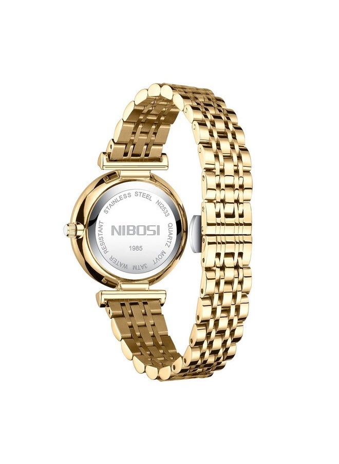 NIBOSI - NIBOSI Metal Women Watches Analogue Wrist Watches For Women'S & Girls&Miss&Ladies Rose Gold Dial Watch With Stylish Diamond Studded Watches - Image 1