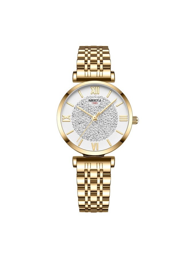 NIBOSI - NIBOSI Metal Women Watches Analogue Wrist Watches For Women'S & Girls&Miss&Ladies Rose Gold Dial Watch With Stylish Diamond Studded Watches - Image 1