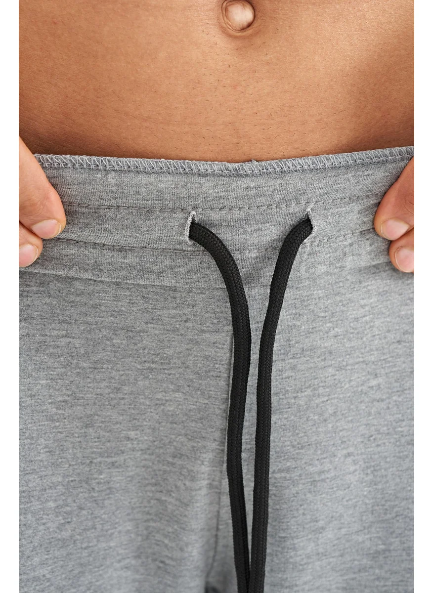 تومي لايف Gray Melange Logo Embroidery Detailed Side Pocket Standard Fit Men's Tracksuit Bottom - 84967