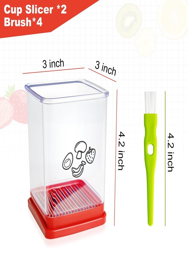 YOIYINI 2Pcs Cup Slicer,Stainless Steel Fruit Slicer for Strawberry and Banana, Red Multifunctional Kitchen Portable Slicing Tool for Vegetable Salad - Image 2