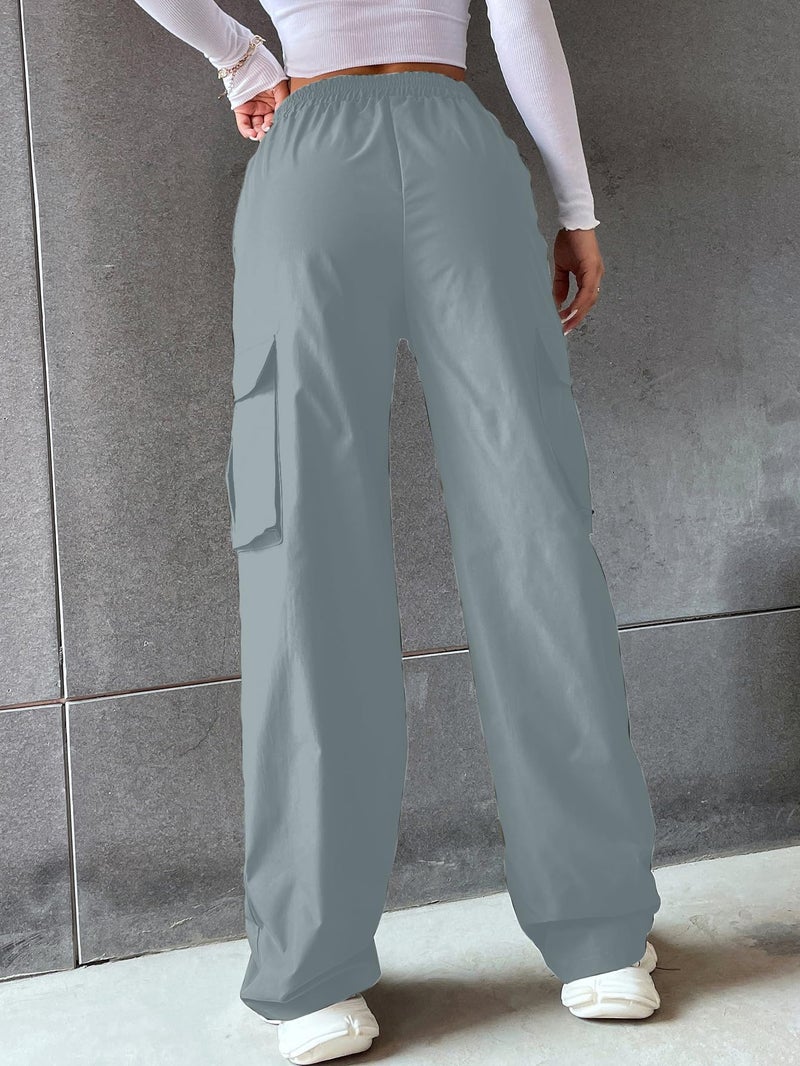 Aahwan Solid Cadat Grey Wide Leg Baggy with Pockets Cargo Pants for Women's & Girls' (235-CG-26) - Image 2