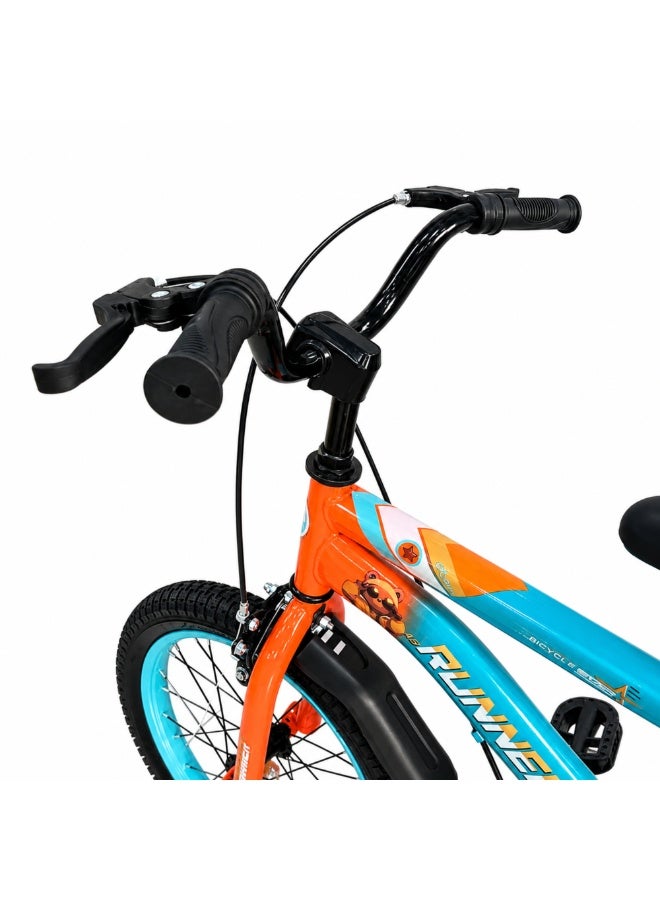 RUNNER K16 PRO Kids Bicycle 16 Inch Wheels with Training Wheels, Adjustable Seat & Handlebar, Front Caliper Brake & Rear Drum Brake, Fully Assembled Bicycle for Kids 4-6 Years - Image 4