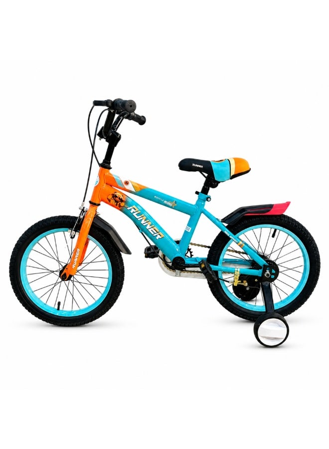 RUNNER K16 PRO Kids Bicycle 16 Inch Wheels with Training Wheels, Adjustable Seat & Handlebar, Front Caliper Brake & Rear Drum Brake, Fully Assembled Bicycle for Kids 4-6 Years - Image 3