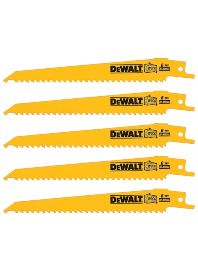 DEWALT 5-Piece Reciprocating General Purpose Blade Yellow and Black 152 mm DT2359-QZ - Image 2