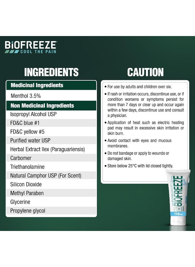 Biofreeze Pain Relief Gel Temporary Relief From Muscle And Joint Pain Soothing Natural Menthol With Ilex 118Ml  - Image 5