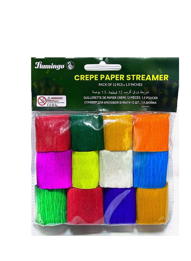 Flamingo 12pcs Crepe Paper Streamers Colored Paper Streamer Birthday Wedding Decorations - Image 3