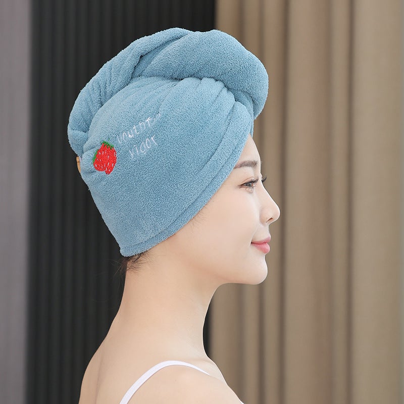 Generic Super Absorbent Hair Drying Towel Cap lake blue 