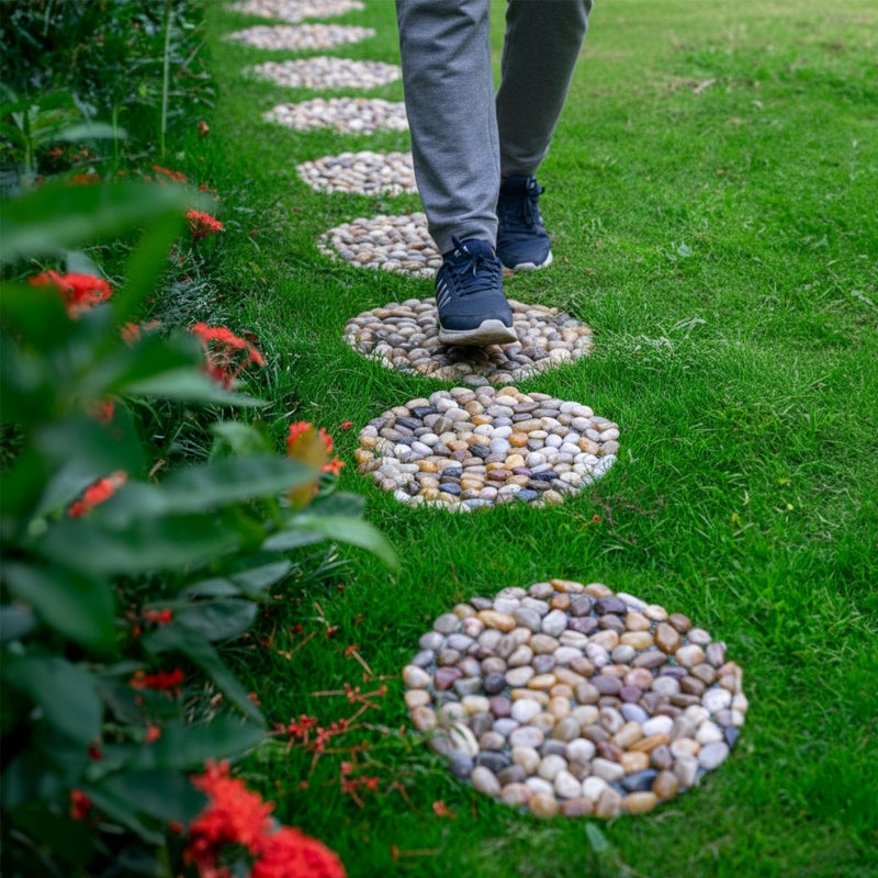 Qualdout River Rocks Stepping Stones Pavers Outdoor for Garden Walkway, Decorative Pebbles Polished Gravel for Backyard Lawn Patio Pathway Landscaping, Set of 6 (Roundness) - Image 4