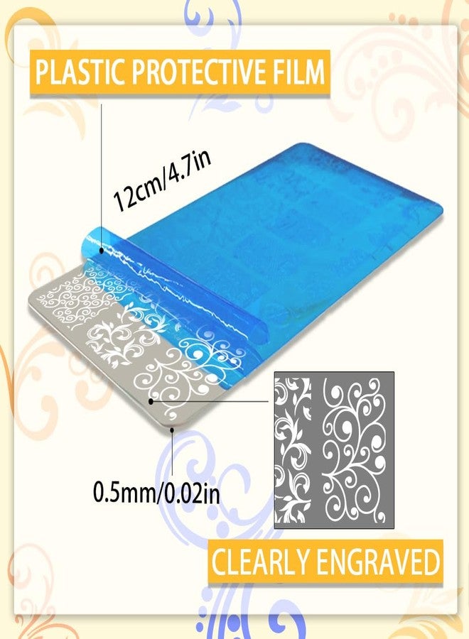 PH PandaHall قوالب فن الأظافر بنمط دوامة من PH PandaHall 3 قطع، لوحة طباعة الأظافر الفرنسية 52 نمط نباتي وزهري، قوالب طباعة من الفولاذ المقاوم للصدأ لتصميم الأظافر في صالون المانيكير الربيعي - Image 2