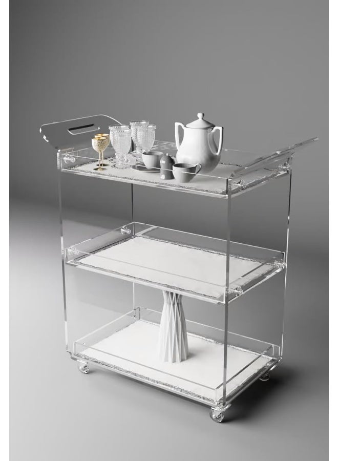 Horoof Market Modern Clear Acrylic Serving Trolley with Handle - 3-Tier Transparent Cart with Smooth Rolling Wheels  - Image 3