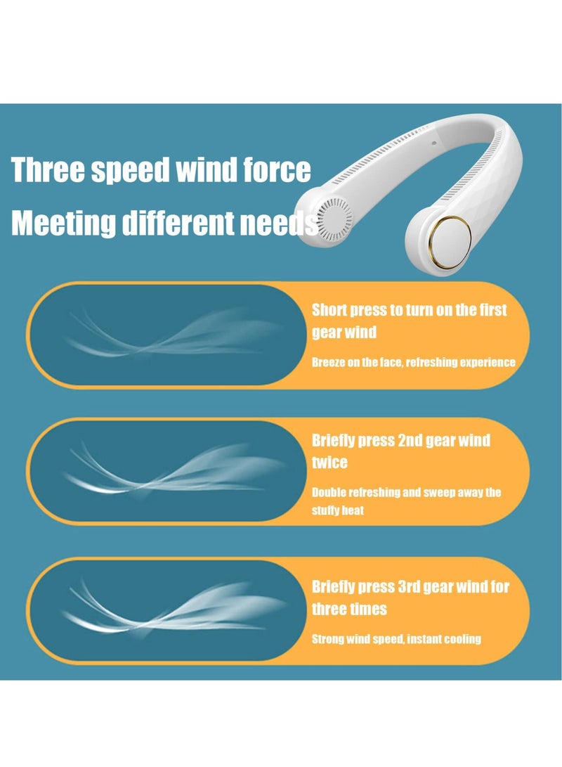 Portable Neck Fan Ultra-Cooling, Bladeless, Hands-Free Wearable Neck Fan, 3 Customizable Speeds, USB Rechargeable for Work, Travel, Sports - Image 2
